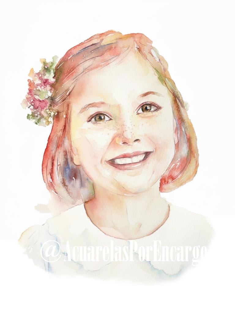 © Helena Roberes | AcuarelasPorEncargo.com Retratos de niños Primera Comunión en acuarela pintados a mano en acuarela